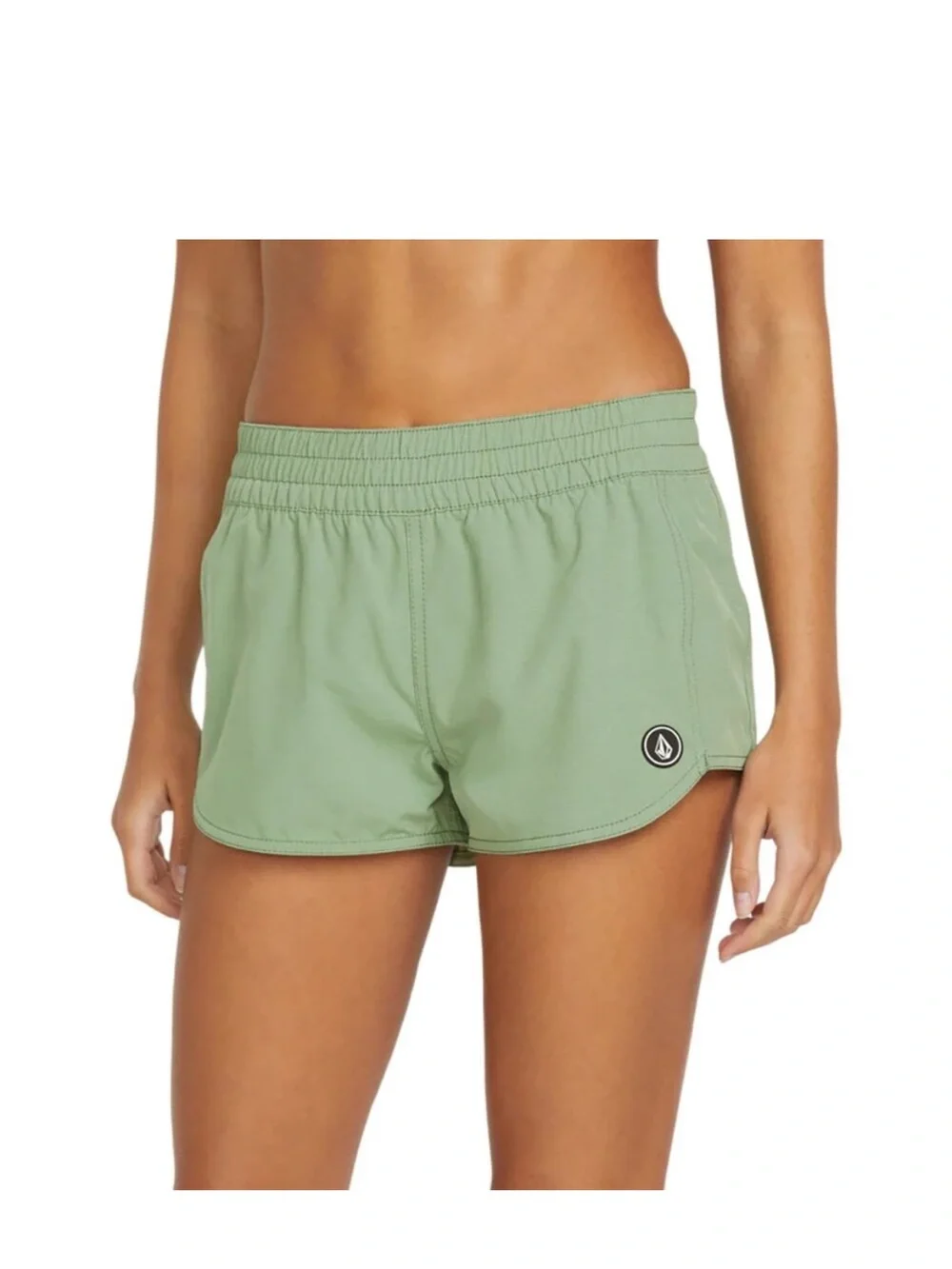 Volcom Women's Sage Green Elastic Waist Athletic Shorts